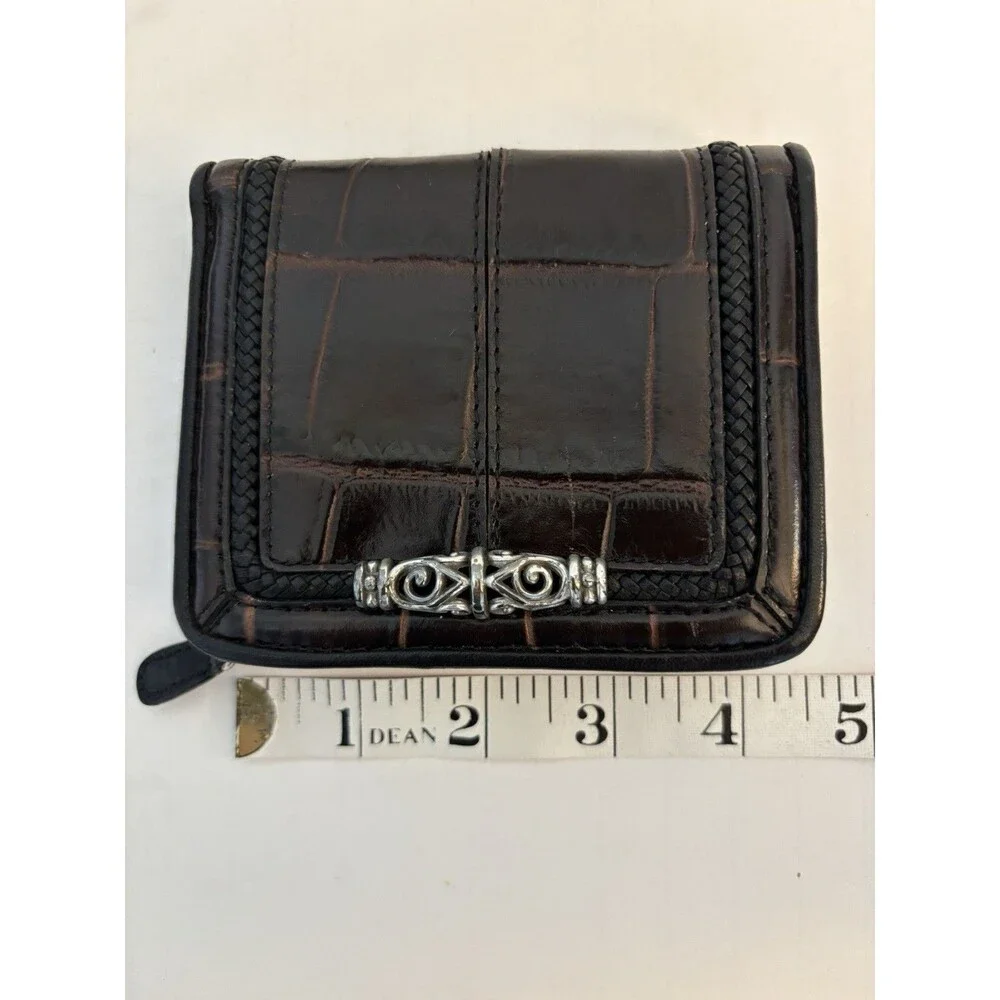 Brighton Black and Brown Croc Bi Fold Leather Wallet